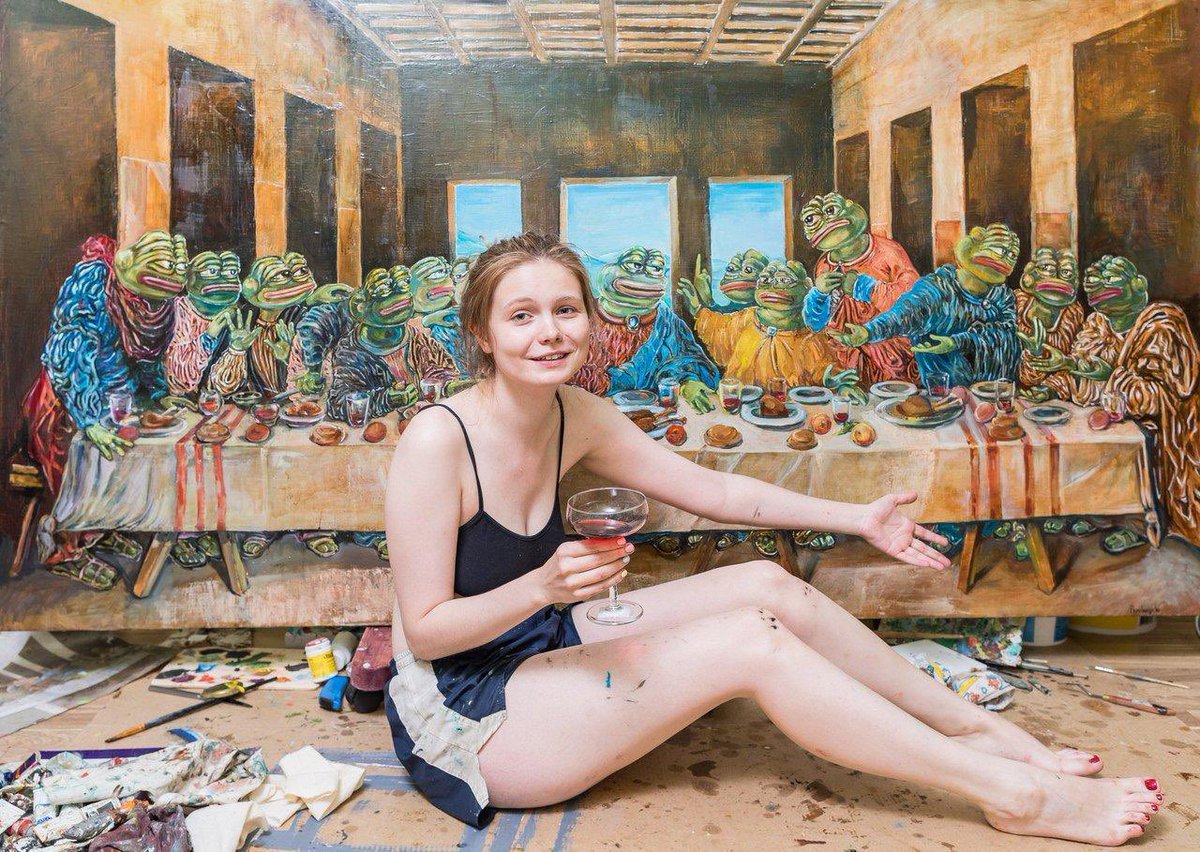 I see that a lot of new people have subscribes so I want to introduce myself in this thread. I will also be glad to know why you are here and what is more interesting for you. Let's go!
My name is Olya Vishnevskaya and I have been painting Pepe in oil on canvas since 2016.