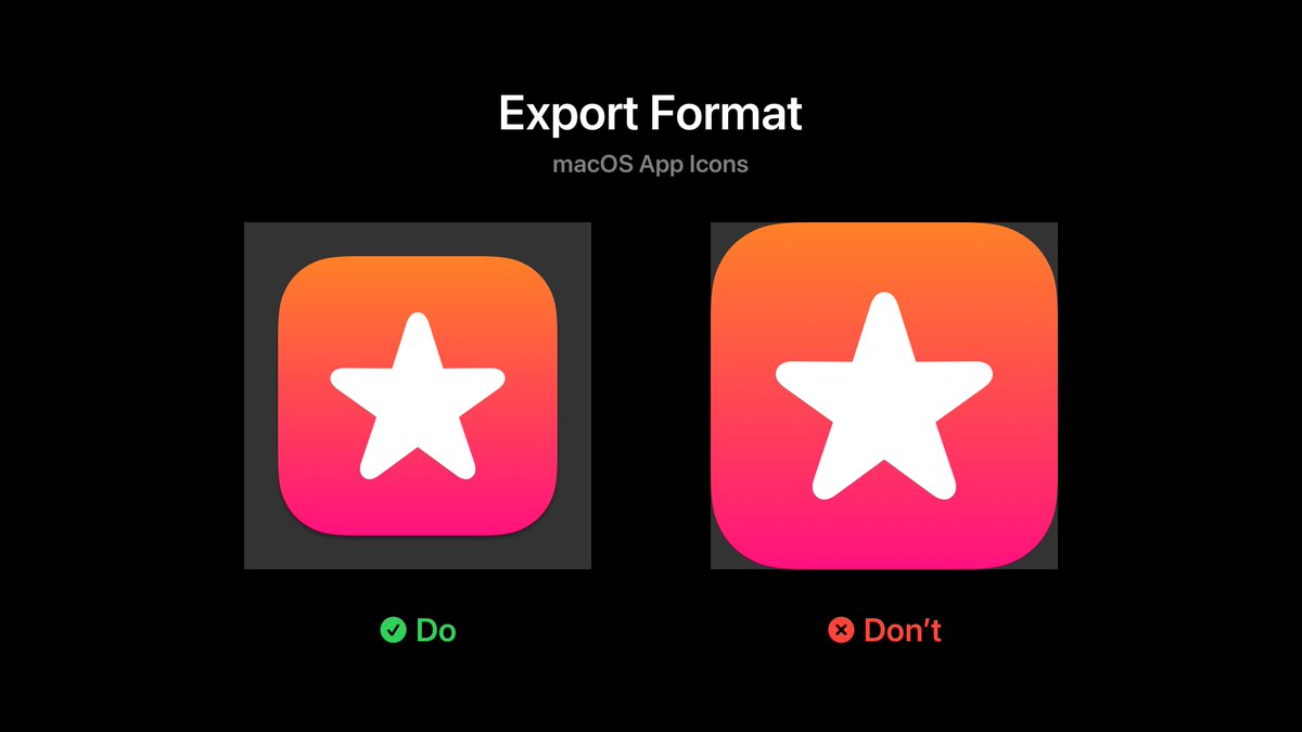 The do's and don'ts when exporting an macOS app icon