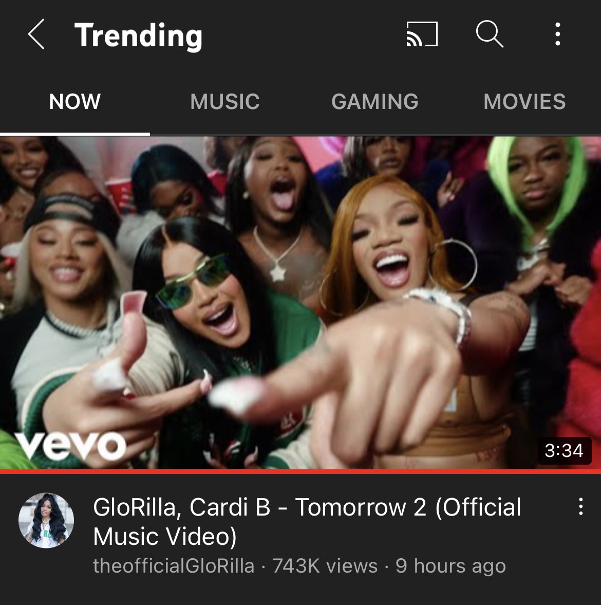 BardiUpdatess's tweet photo. “TOMORROW 2” is now trending at #1 on YouTube and #4 in music. https://t.co/LWelm6Tq5U