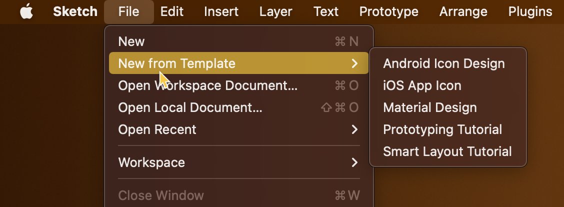Image showing how to create a document form a template selection in Sketch
