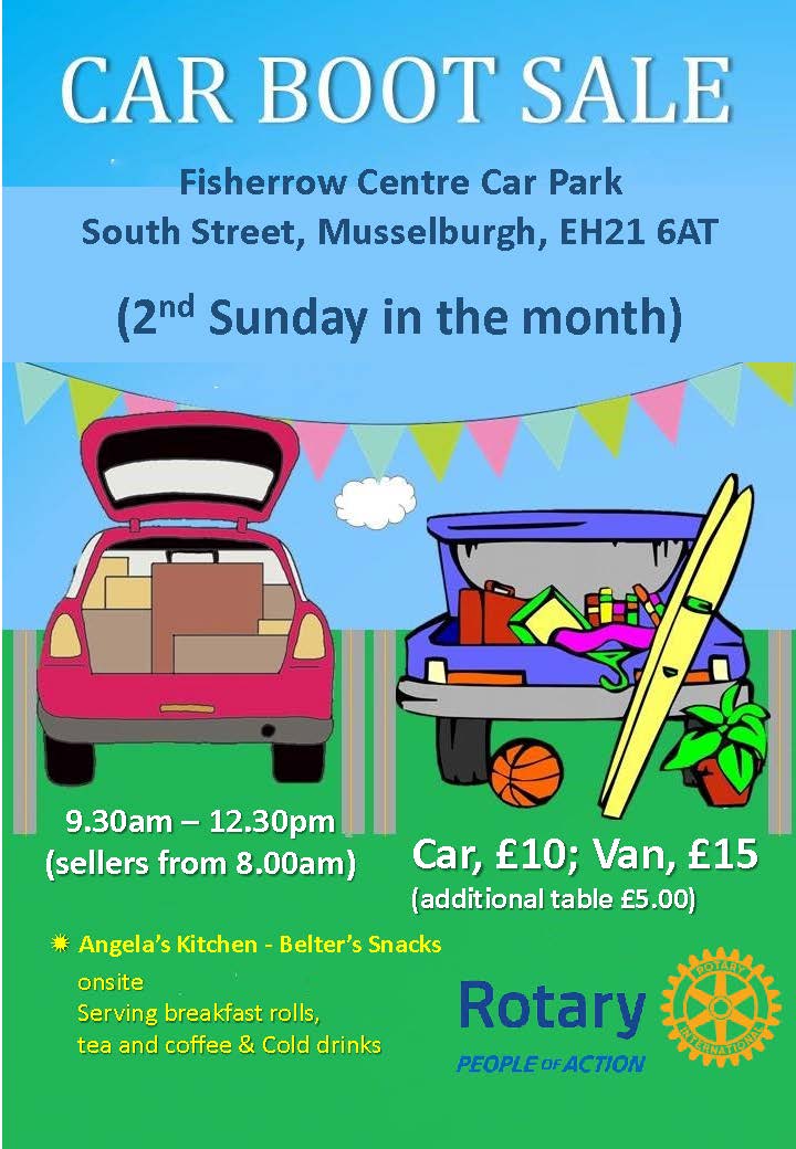 FisherrowTrust's tweet photo. Reminder: Next Car Boot Sale will be held on 9th October.  Good time for a clear out for Christmas! https://t.co/MZQjqRHMog