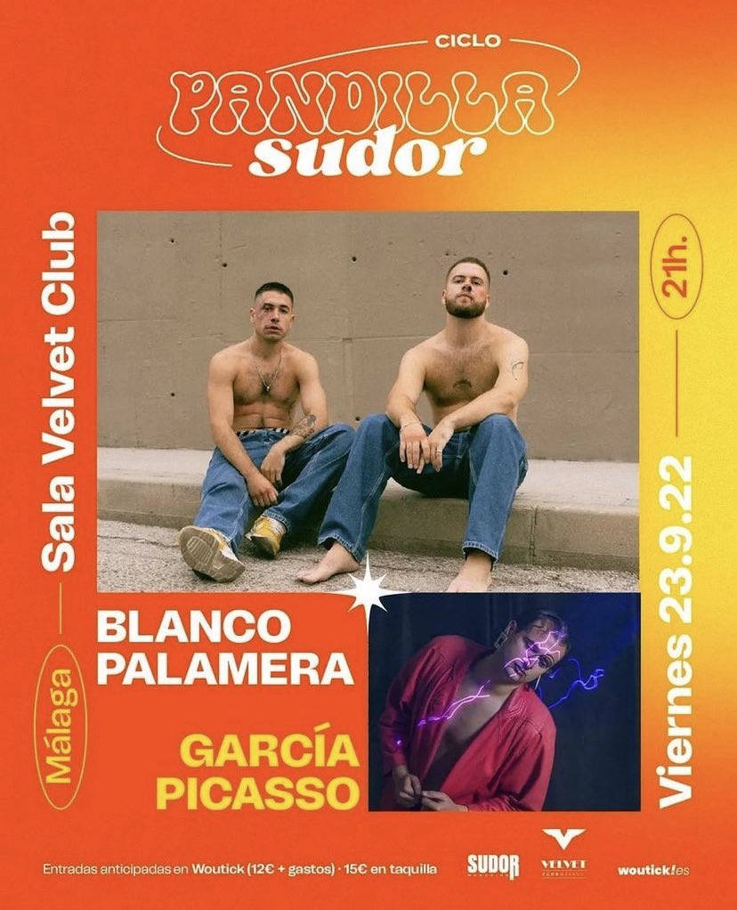 Hoy, Blanco Palamera llevan las canciones de “INTIMIDADE” al @VelvetClubMLG de Málaga, en el marco del ciclo Pandilla Sudor. Estará abriendo García Picasso. Entradas en @woutick: wegow.com/es-es/conciert…