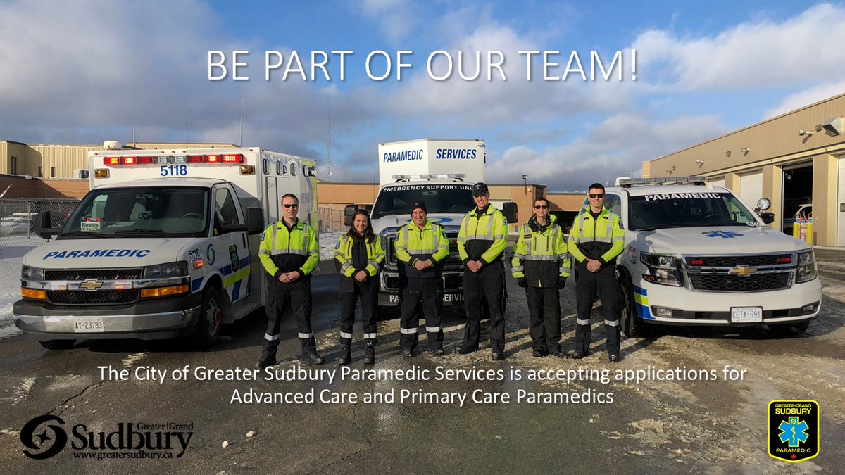 Hey did you know that <a href="/CGSParamedics/">CGS Paramedics</a> is hiring?
 greatersudbury.ca/city-hall/jobs…