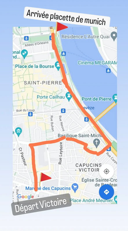 YFCBordeaux's tweet photo. Voici le parcours de la marche de cet après midi :
Départ à 18h00 Place de la Victoire 🟢
La marche finit à la Placette de Munich
👇👇 https://t.co/gnYbLRLc4q