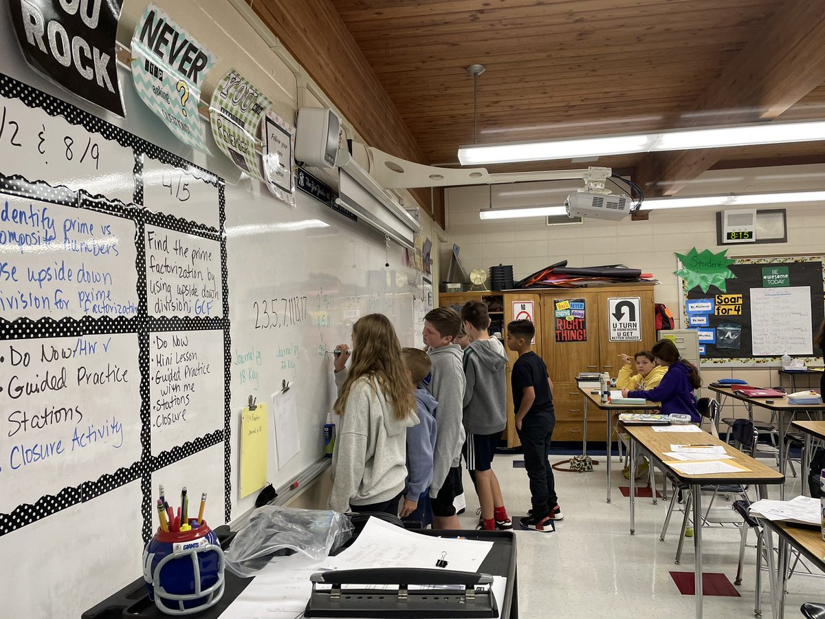 teachmathMsN's tweet image. Prime Factorization Championship! The 6th graders are loving stations, team quizizz games and prizes! Upside-down division experts now! The winners received math pencils and smelly stickers today! Way to go! Bragging rights!  @CTB_TSmith @CTBarkalow  @CTB_Rosen