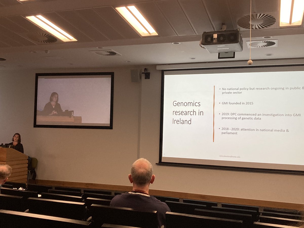 RachyKennedy's tweet photo. Very interesting presentation by Dr. Ciara Staunton @ciaralstaunton @EURAC around the ethical and legal issues pertaining to genomic research in Ireland. #yourDNAyoursay @CERC_UHL @ULHospitals https://t.co/rTSiFz2Y6c