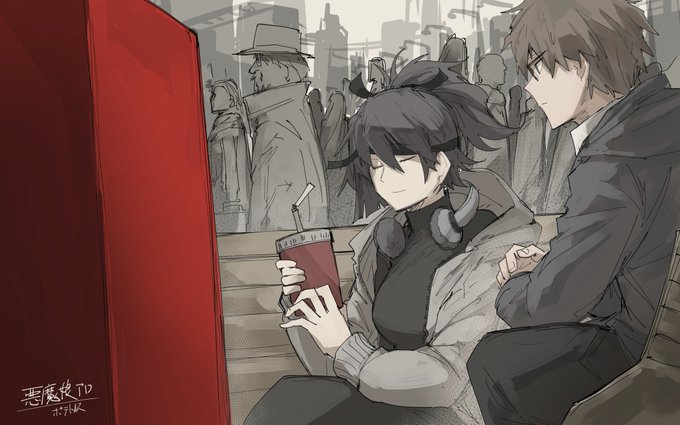 サイバーパンク、異能と魔法融合した世界観

万事屋兼傭兵団--「トマト団」のメンバー
燈盞、夜羽と販売機(人工知能)
依頼人との会話を終えた帰り道中、しばらく休む

※イラストはポテトルス( @kankan33333 )先生に製作して頂きました 