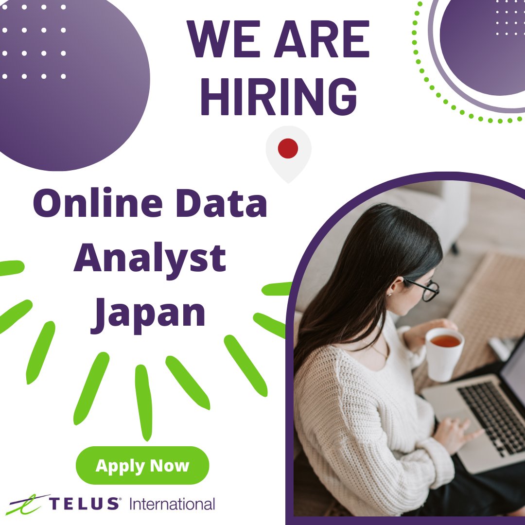 AICommunity_IE's tweet photo. We are recruiting for Online Data Analysts in Japan! 🇯🇵
Please see link below for more details:
https://t.co/diZhowKPqx

✉️sourcingteam22@telusinternational.ai

#AI #AICommunity #TELUSAI #Jobfairy #OnlineDataAnalyst #recruiting #remotejobs #Japan #Japanese https://t.co/9s8ExWaNxZ