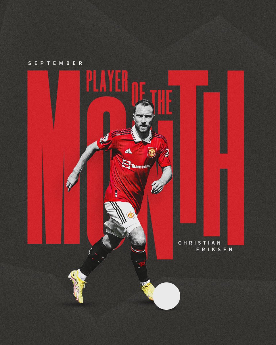 ManUtd's tweet photo. 🥁 Presenting our September Player of the Month: @ChrisEriksen8 👏

#MUFC https://t.co/gGbRCBk2Ka