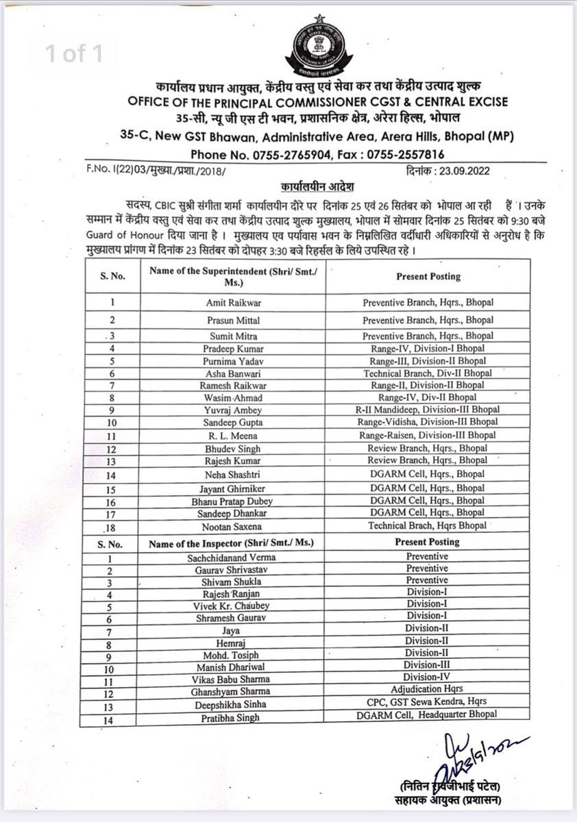 aiceia_lko's tweet photo. VVIP culture is a norm in @cbic_india . Again @cgstbhopalzone has issued an order for Guard of honour to Member(A) from Gr.B. It’s a blatant misuse of power. Already submitted in parliament no Guard of Honor orders are issued. A white lie. @nsitharaman @FinMinIndia @narendramodi https://t.co/DrTPUjLnmE