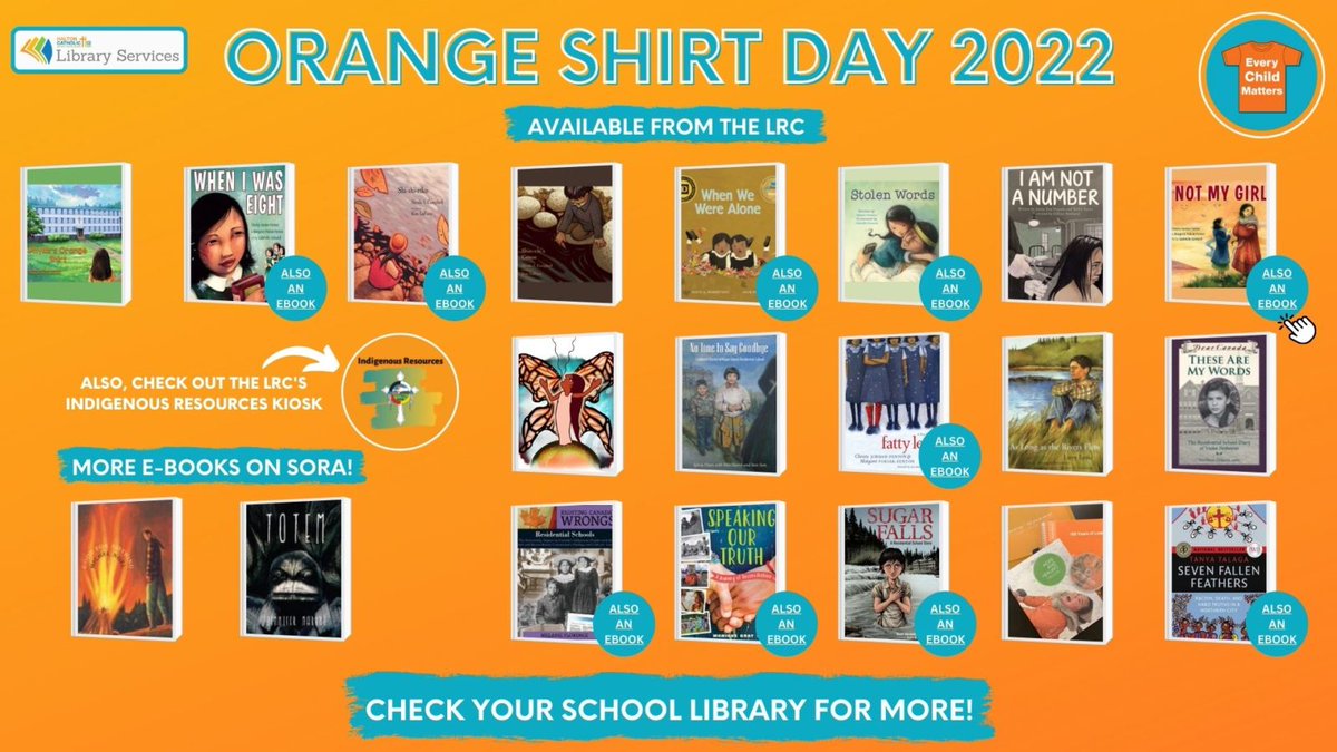 LRC_HCDSB's tweet photo. September 30th is the second National Day for Truth and Reconciliation and the 9th anniversary of Orange Shirt Day.  Check out resources from the LRC and ask your school library staff for more info &amp; resources.  https://t.co/1w3G6s4NFH #LRCCheckItOut @IndigenousHCDSB  @HCDSB https://t.co/VcMgKm8Xpu