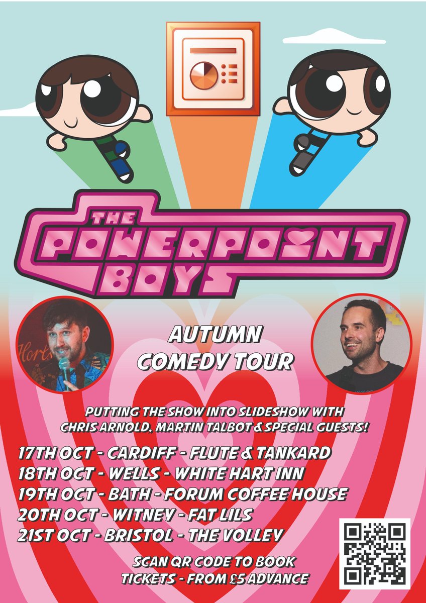 ✨ Introducing... The PowerPoint Boys! ✨

Delighted to be teaming up with fellow slideshow comedian Martin Talbot and heading out on a tour of the South West next month!

<a href="/FluteandTankard/">FluteandTankard</a>, @whitehartwells1, <a href="/bathforumcoffee/">Forum Coffee House</a>, <a href="/FATLILS/">FAT LIL'S</a> &amp; <a href="/VolleyBristol/">The Volley</a>

coolbeansproductions.co.uk/the-powerpoint…