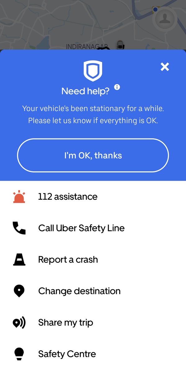 utkarshtalks's tweet photo. Cab moves so slow Uber thinks it's stuck. 

This isn't even peak Bangalore traffic. @peakbengaluru https://t.co/9AaUskWA0Z