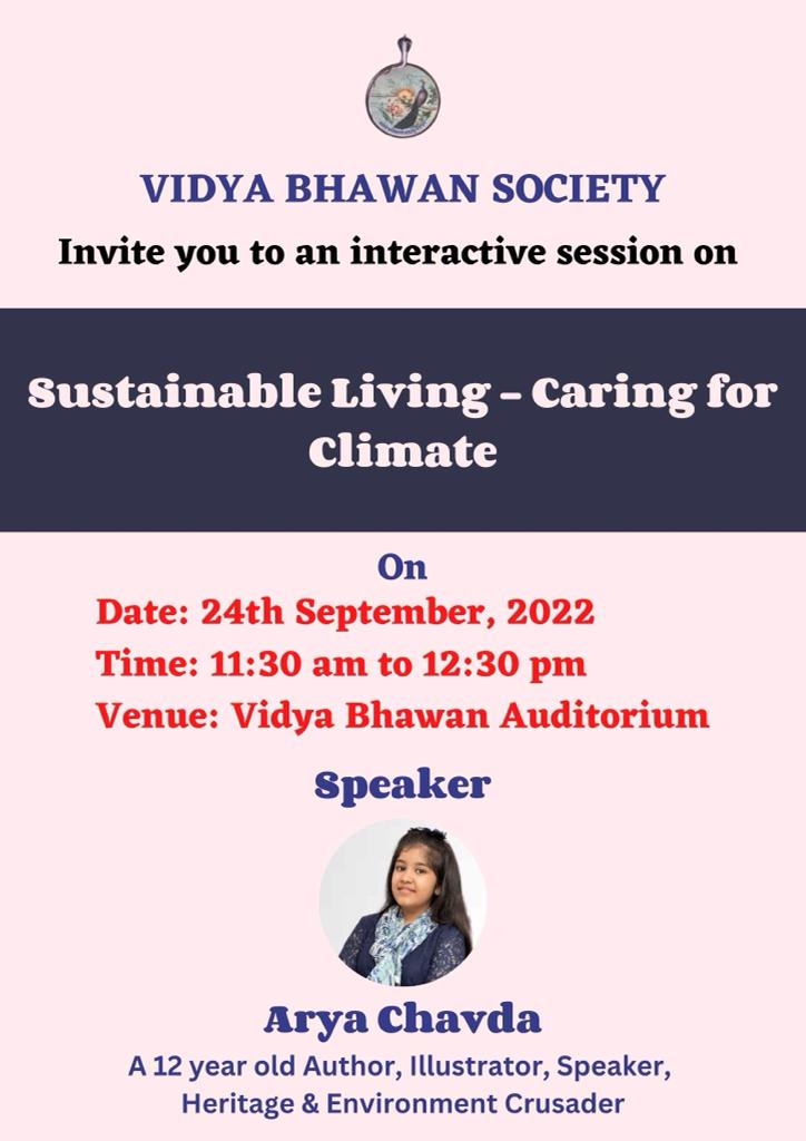 bhawan_vidya's tweet photo. Vidya Bhawan Society invite you to an interactive session on "Sustainable Living - Caring for Climate"
.
#climate #caringforclimate #sustainableliving #intractivesession #vidyabhawansociety #vbri #vbpc #vbsss #vbps #exploreudaipur #vidyabhawanpublicschool #VidyaBhawan #udaipur https://t.co/pbGcXiCZwy