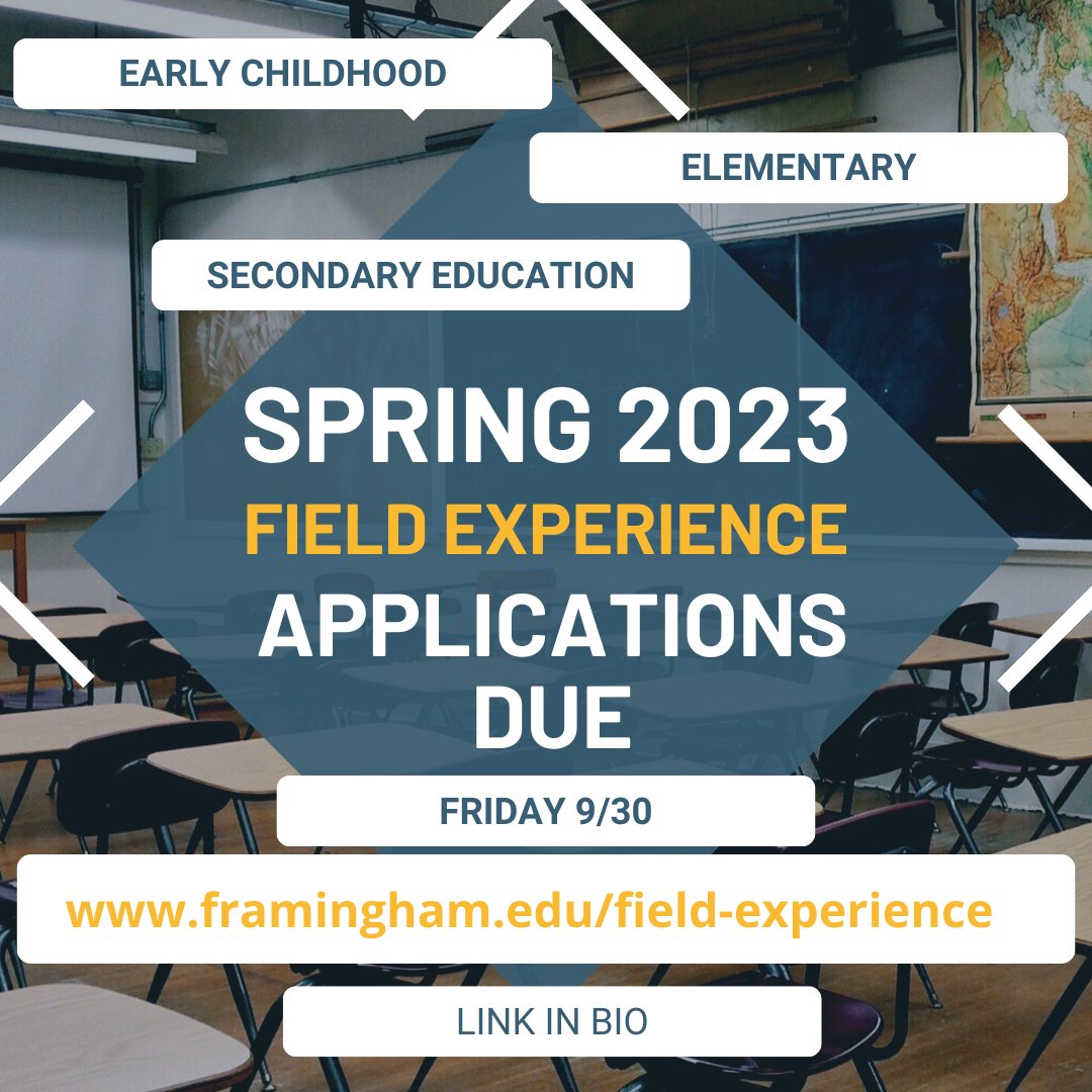 educationfsu's tweet photo. Hoping to enroll in a spring 2023 course with a field experience (pre-practicum or practicum?). Applications are due 1 week from today! (Friday 9/30) Instructions at https://t.co/XtSUbkuwdP https://t.co/4yJUJwPiaJ