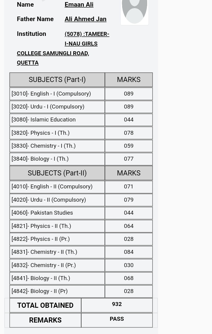 EmaanAliQoL's tweet photo. Alhamdulillah😎👑✌🏻😍
#fscresult https://t.co/DeKozQtyzY