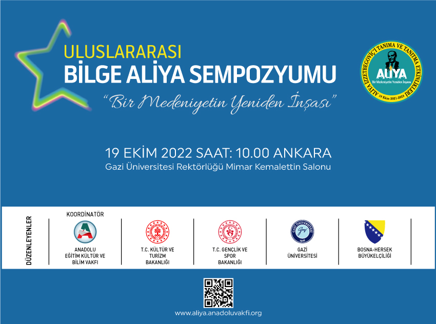 anadoluekbvakfi's tweet photo. Anadolu Eğitim Kültür ve Bilim Vakfı koordinatörlüğünde  Aliya İzzetbogoviç’i Tanıma ve Tanıtma Etkinlikleri devam etmektedir.
19 Ekim 2022 saat 10.00’da Gazi Üniversitesi Rektörlüğü Mimar Kemalettin Konferans salonunda “Uluslararası Bilge Aliya Sempozyumu” düzenlenecektir. https://t.co/4I5VFP1ttv