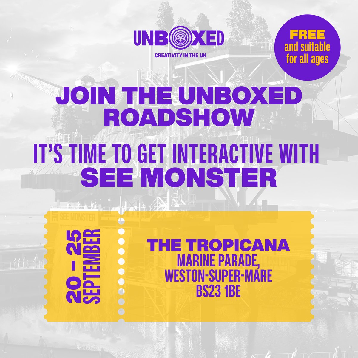 unboxed2022's tweet photo. The UNBOXED roadshow is in Weston-super-Mare until 25 September! 🏖

Join us to get interactive with @seemonsteruk From trying your hand at becoming a weather presenter, to making your very own SEE MONSTER with recycled materials! 

#UNBOXED2022 #UNBOXEDLearning #SEEMONSTER https://t.co/iwJSVqCRuF