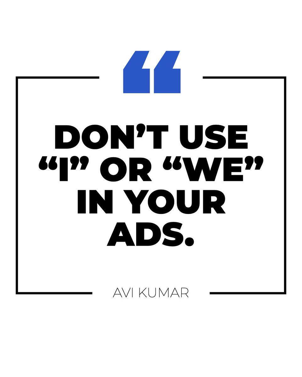 avikumar's tweet image. Your ads aren't about you. They're about your customers.

#PPC #PPCservices #GoogleAds #Kuware #advertising #digitaladvertising #entrepreneurship #scale