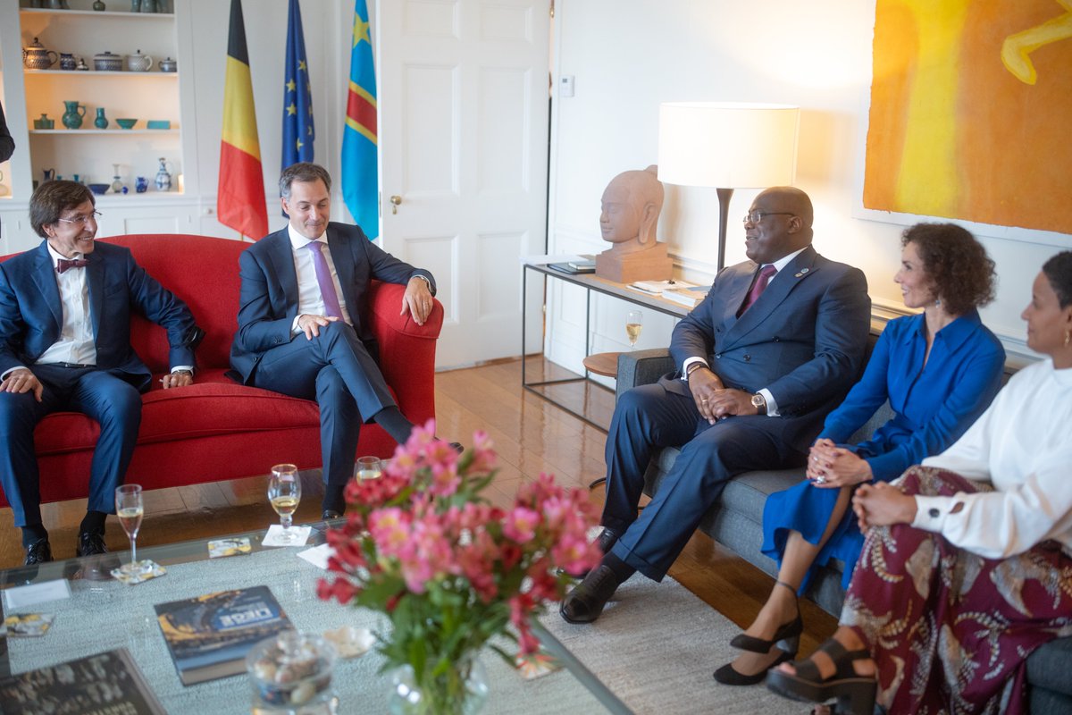 Avec la délégation belge, nous avons rencontré @FelixTshisekedi. Nous avons discuté des conséquences de la guerre en Ukraine pour l’Afrique et de la situation sécuritaire dans l’est du Congo @Presidence_RDC 🇨🇩