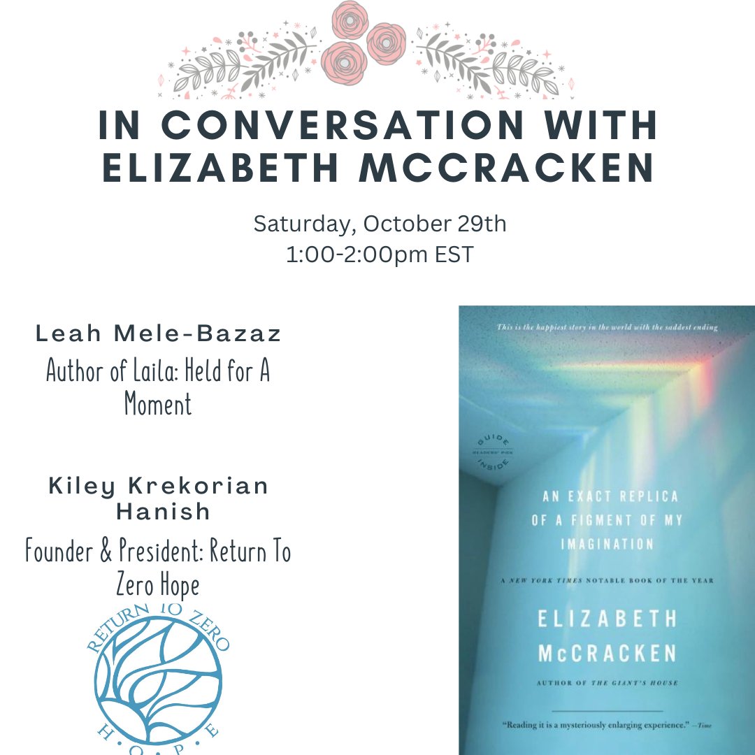 Join me and Return to Zero H.O.P.E in conversation with the talented @elizmccracken. 

Registration is free: us06web.zoom.us/webinar/regist…