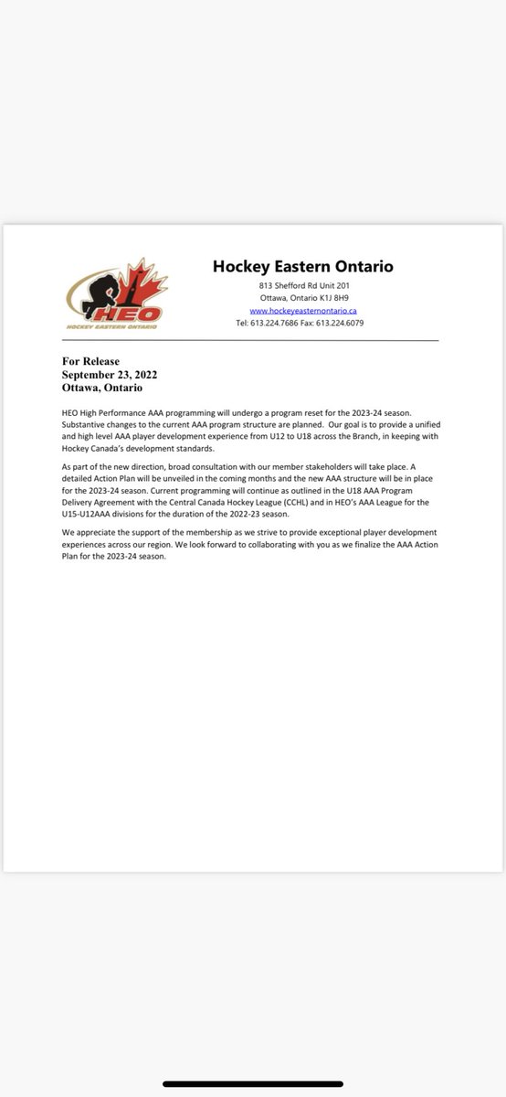 Sept 23, 2022

HEO High Performance AAA Programming Press Release