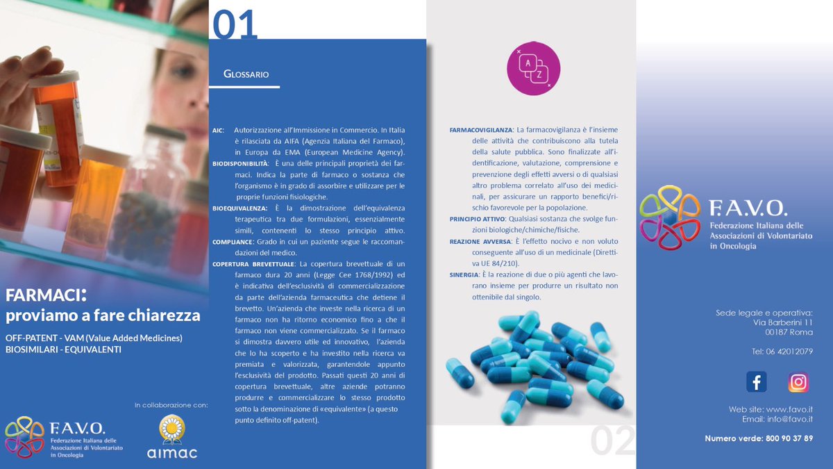 favo_it's tweet photo. 💥È ora disponibile la nuova brochure di FAVO dal titolo “Farmaci: proviamo a fare chiarezza”!
🔬💊Questo opuscolo - in collaborazione con @aimac_it - nasce x informare i pazienti sui farmaci #offpatent.
✅Scaricq qui la brochure: https://t.co/jfRvkmTcWo.

#oncologia #salute https://t.co/193JrlR4XK