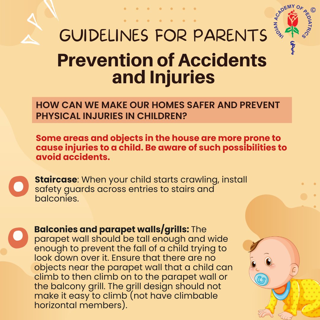 iapindia's tweet image. How can we make our #homes safer and prevent #physical #injuries in #children?

#iap #indianacademyofpediatrics #pediatric #pediatrician #pediatricians #pediatricnurse #child #children #caregiver #caregiving #doctor #injury #safe