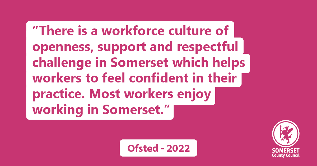SomersetCouncil's tweet photo. Last week our Children and Young People’s Services celebrated a “Good” Ofsted rating – and Ofsted also praised SCC as an employer as well as our workforce. 

We're recruiting social workers to work with children and families - why not join the team?https://t.co/Jh4D5TKzHT https://t.co/cbsGmITt4E