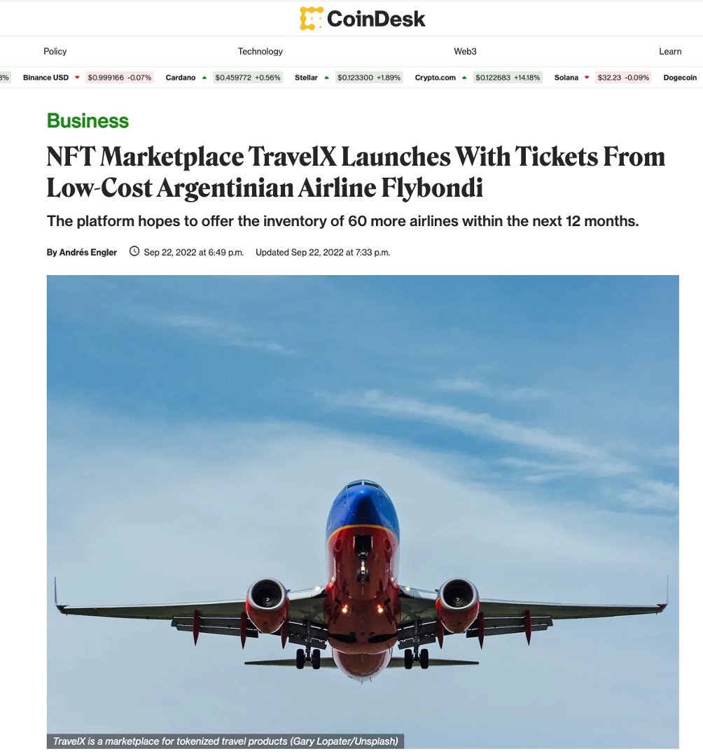 #NFTickets are not only a real-world use case for blockchain but the opportunity of bringing 4Billion+ travelers to the #crypto & #Web3 economy. 
Working on it w/ @JuanPLafosse @silviomicali @Algorand @borderless_cap @travelx__ @travelxyz_esp @travelxyz_ . Thanks, @andresengler