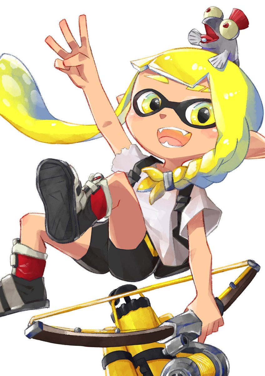 インクリング ,イカガール(スプラトゥーン) 「進捗〜 あと背景!」|いナりんのイラスト