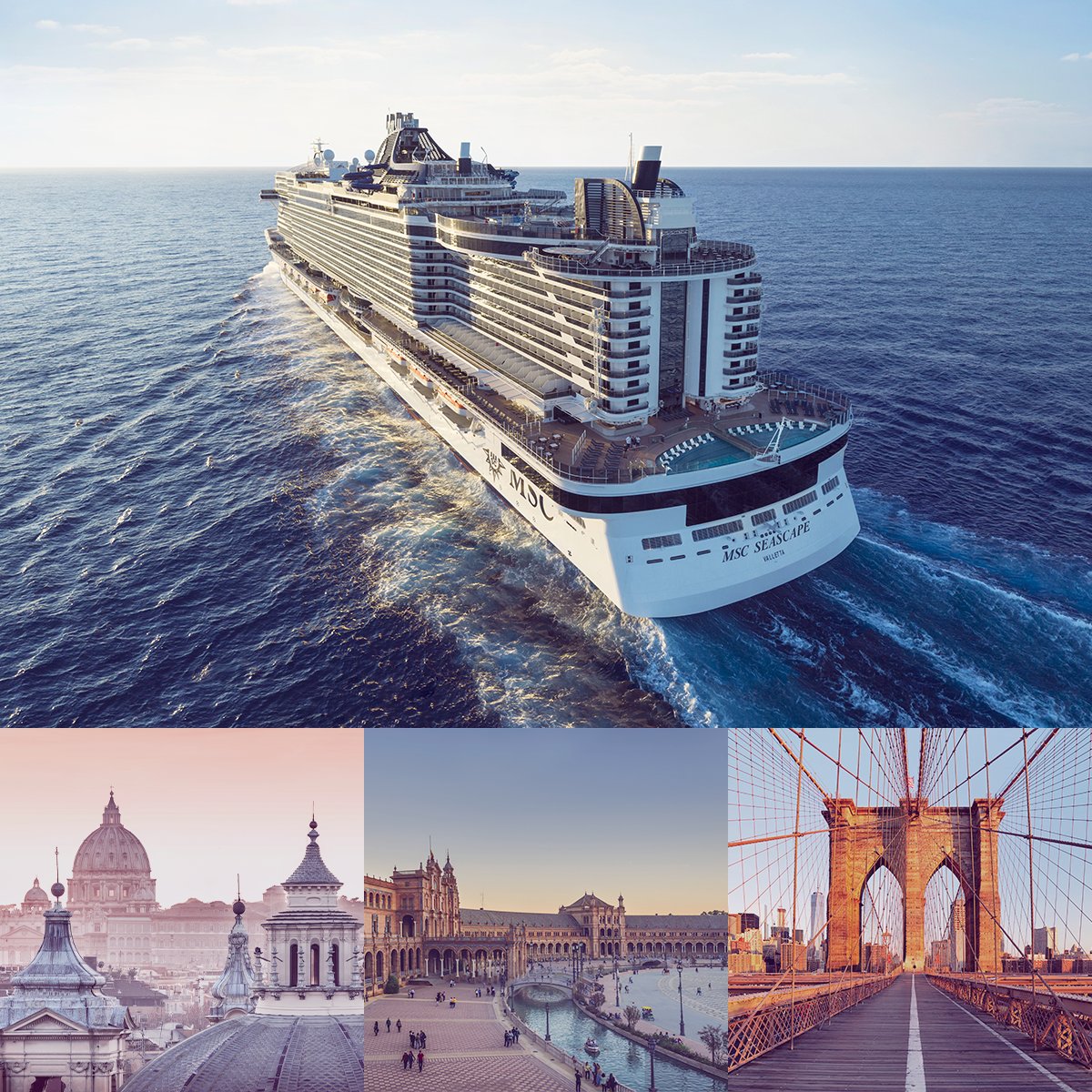 Er komt iets spannends aan in november 💙 #MSCSeascape 's 17-daagse inaugurele grote reis van #Rome naar New York City vertrekt deze herfst. Om één van de eersten te zijn op één van de nieuwste #MSCCruises schepen, boek hier: bit.ly/3xLigDY