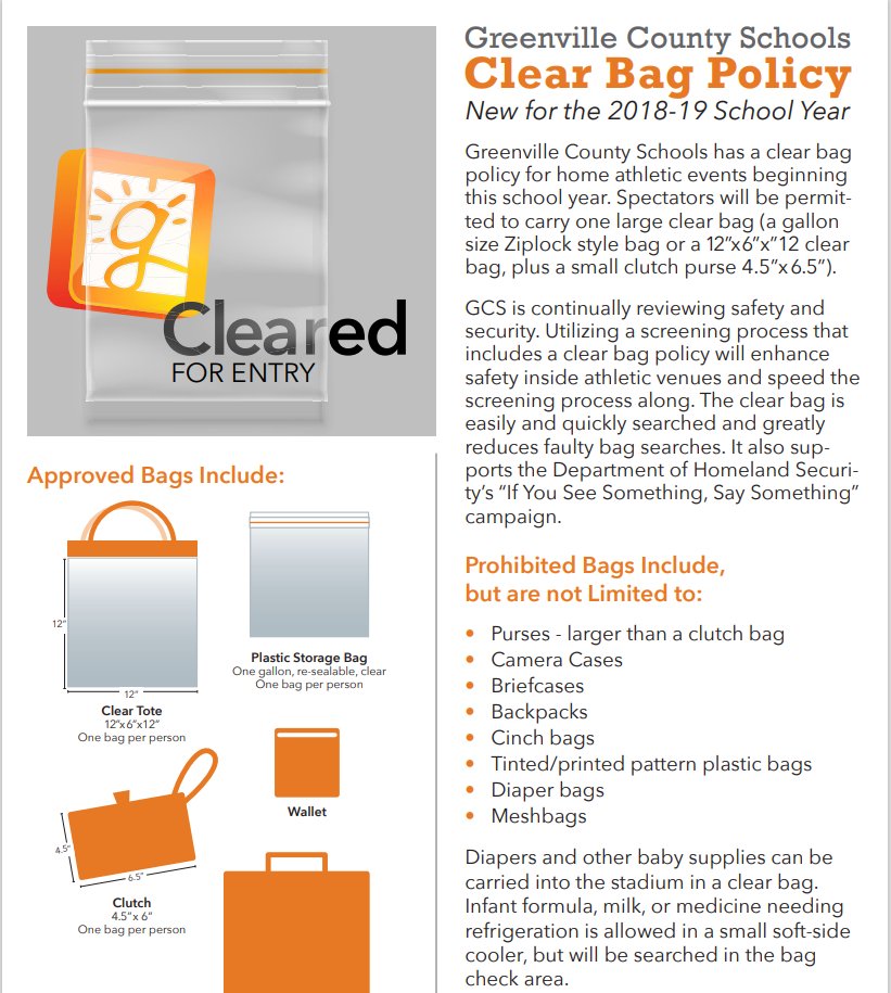 EHS_GamedayLIVE's tweet photo. If you are traveling to Southside High for the football game tonight please remember the clear-bag policy. #clearwave https://t.co/Hsl4CMqwzr