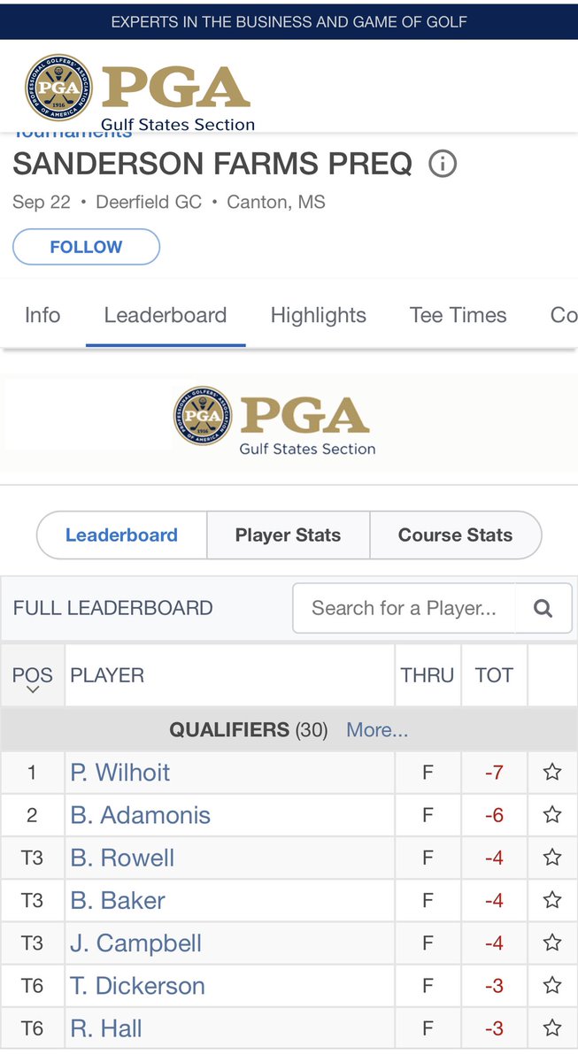 jlwdickerson's tweet photo. Successful round at Sanderson Farm PreQ to advance to Monday Qualifier 👏🏻 One step closer 🏌🏻‍♂️Keep grinding ⛳️ https://t.co/wOqs4JkeFs