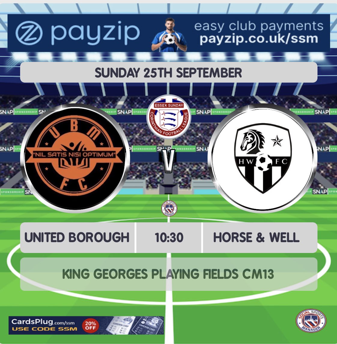 This weekend we welcome new new-comers <a href="/HandWFC/">HORSE & WELL F.C.</a> to Brentwood. Should be a great game. 🟠⚫️⚽️⚽️