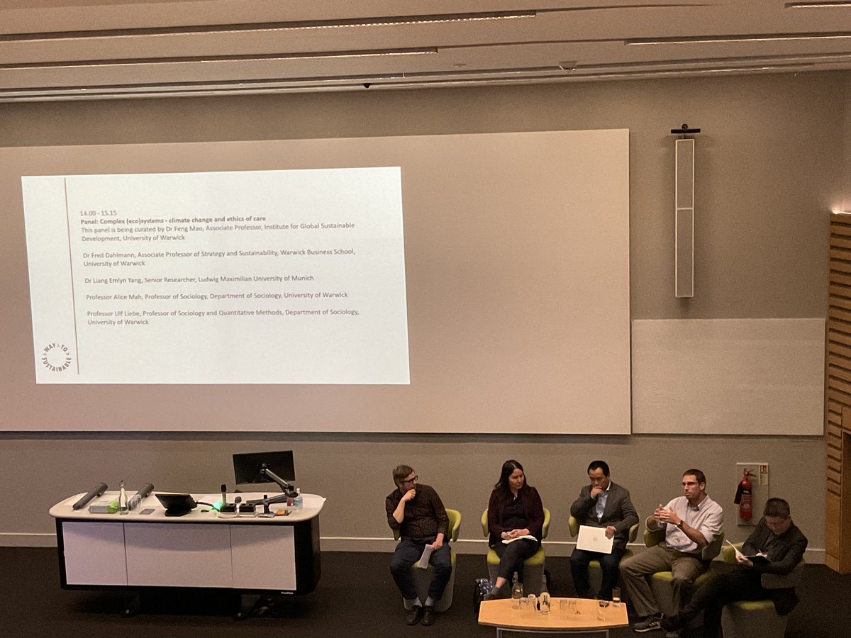 Complex (eco)systems climate change &amp; ethics of care. <a href="/IGSD_UoW/">Institute for Global Sustainable Development</a> panel discussion conference <a href="/warwickuni/">University of Warwick</a> hosted by director @EAKorosteleva This session welcomes Dr Fred Dahlmann, <a href="/WarwickBSchool/">WBS</a> , Dr Liang Emlyn Yang, @ToxicExpertise Prof Alice Mah, Prof Ulf Liebe <a href="/SocioWarwick/">Warwick Sociology</a>