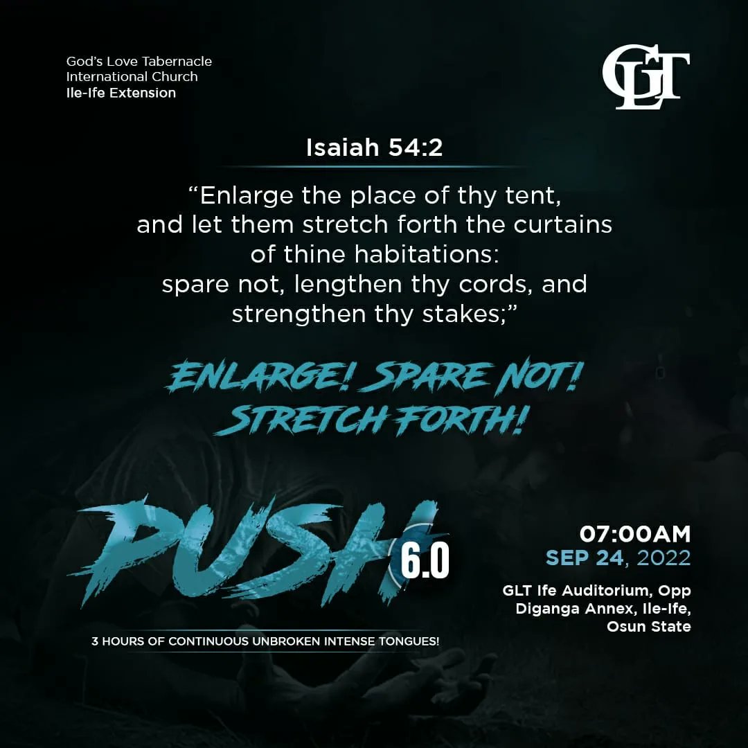 gltife's tweet photo. 3 hours of continuous unbroken intense tongues!

Together at PUSH 6.0, let's do Isaiah 54:2 🔥 as we prepare for Isaiah 54:3 at Apostolic Visit.

#Enlarge
#StretchForth
#SpareNot🔥
#Lengthen
#Strengthen https://t.co/bCnHkHDutZ