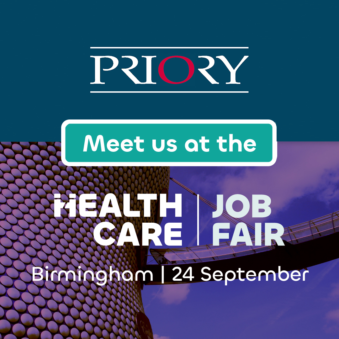 Join the Priory team at the UK’s largest healthcare recruitment event on 24 September at the NEC, Marston Green, Birmingham, B40 1NT. We'll be there from 10am - 4pm to discuss what a role at Priory could mean for you. 
Get your ticket - healthcarejobfair.com/events/job-fai…

#HealthcareJobfair