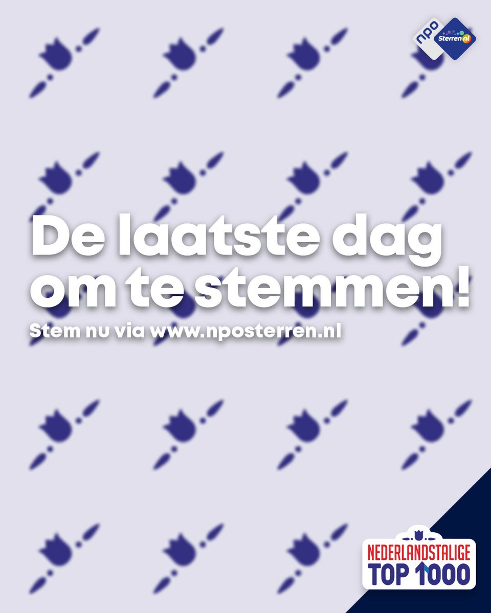 Vandaag is je laatste kans om te stemmen voor de Nederlandstalige Top 1000. Klik op de link hieronder en kies jouw favorieten! 👇 #SterrenNL

stem.sterrennl.nporadio5.nl/nederlandstali…