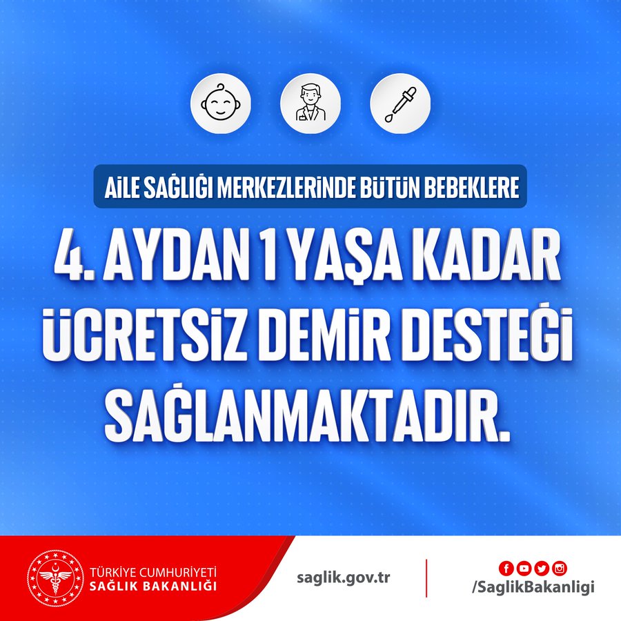 Sağlık bakanlığı ücretsiz demir desteği sağlamaktadır