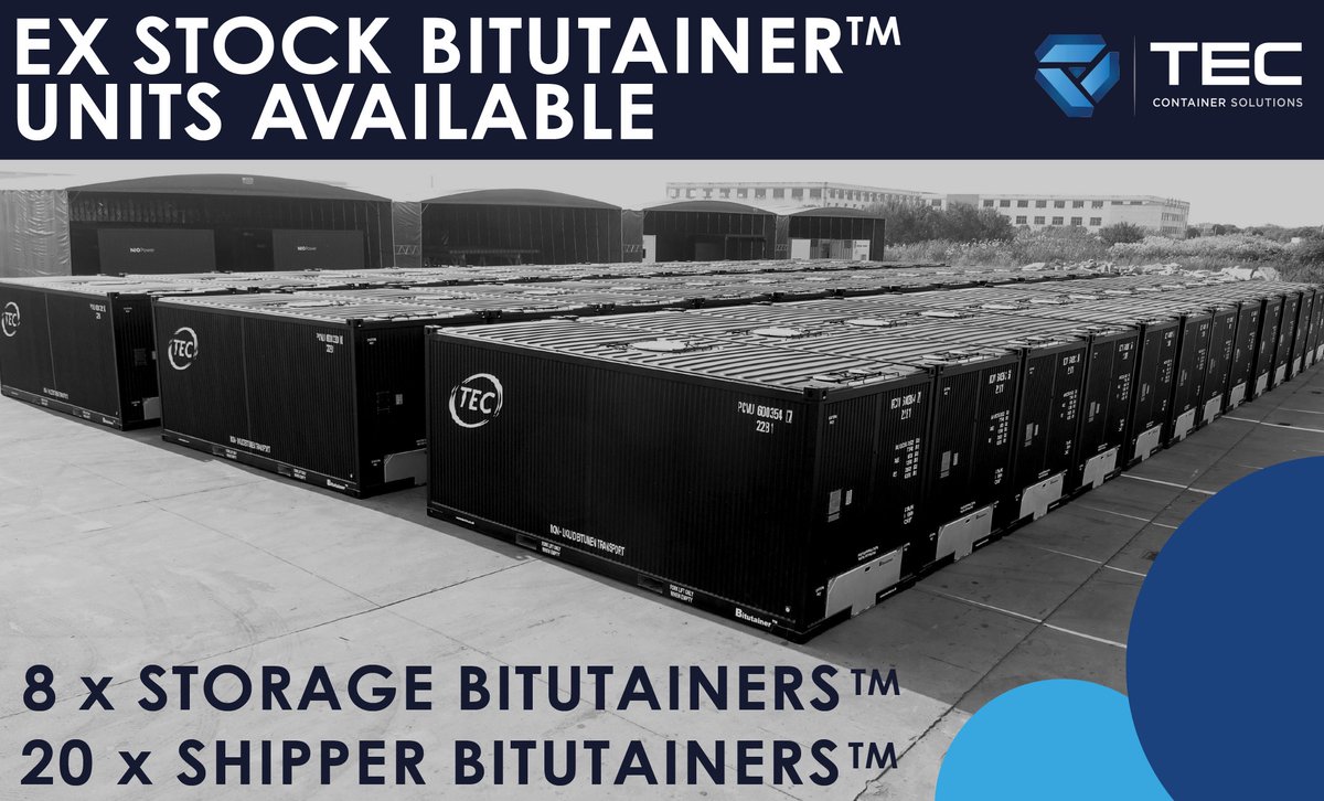 TECContainers's tweet photo. We have 8 x Storage Bitutainers (40ft) available ex stock, as well as 20 x Shipper Bitutainers (20ft) coming offline at the start of October. 

Get in touch for further information on the availability of these containers! https://t.co/RsoEk6x8sA