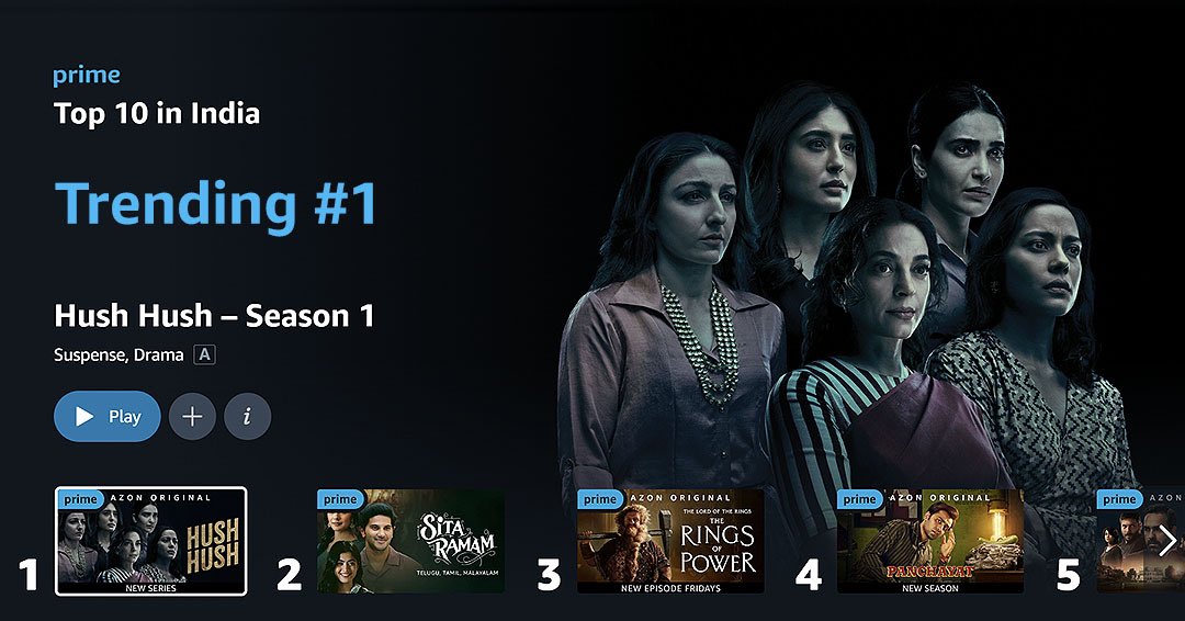 Did you know? Keeping it Hush Hush is the new trend 😎
#HushHushOnPrime, watch now

@primevideoin @Abundantia_Ent @sakpataudi @ShahanaGoswami  @Kritika_Kamra @karishmak_tanna @AyeshaJhulka @vikramix #TanujaChandra #KopalNaithani @ashpandey @ShikhaaSharma03 #JuhiChaturvedi