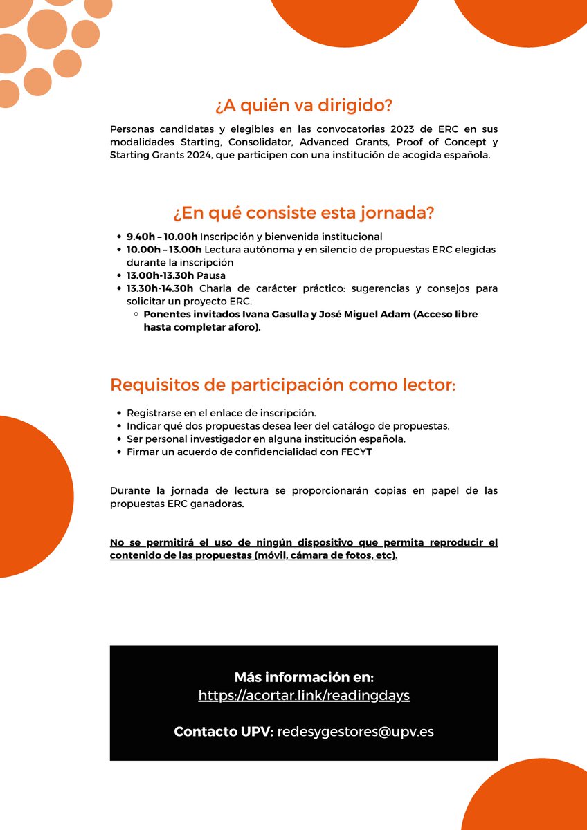 SGI_UPV's tweet photo. 🚨Corrección ERC PROPOSAL READING DAY que se celebrará el próximo 14 de noviembre.

👉El evento se celebrará en la sala INNOVA de la CPI, Edif. 8G. Acceso A, NIVEL 4 (Cubo Verde)
👉El inicio de la jornada se ha retrasado a las 9:40 h https://t.co/Qhi6rJVVVM