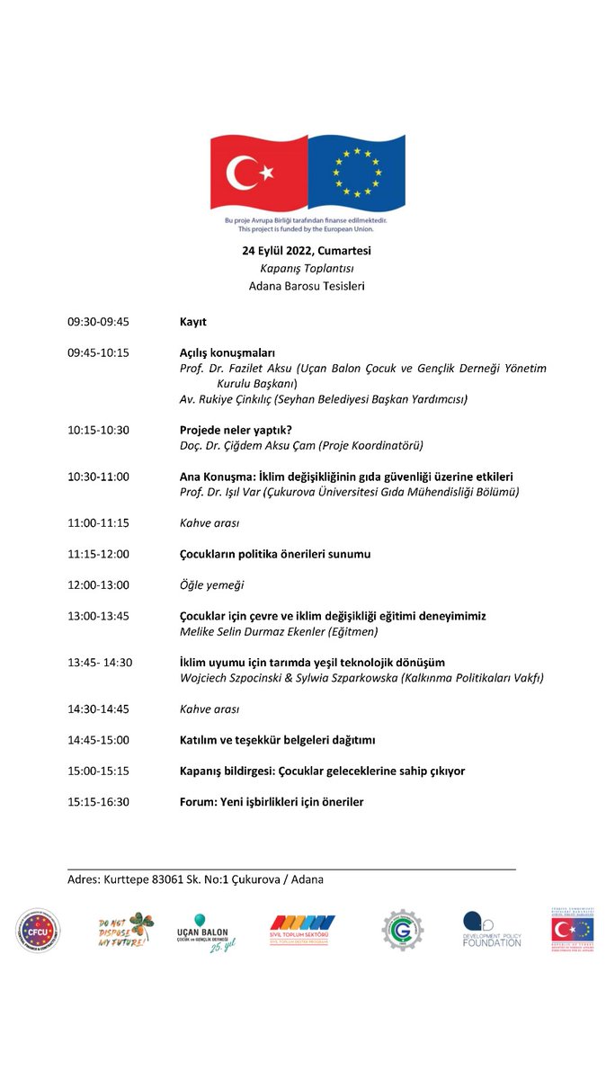 Sivil Toplum Destek Programı için Hibe Programı – III (CSSP – III) kapsamında yürüttüğümüz "Geleceğimi Çöpe Atma! Çocukların Katılımıyla Ekolojik Farkındalığın Arttırılması" başlıklı projemizin