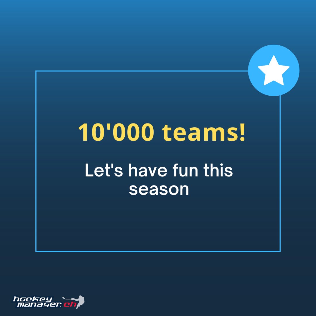 chhockeymanager's tweet photo. 🎉RECORD🎉

We have reached 10’000 teams created and over 950 leagues.
We have already broken last year's record. We would like to thank you very much.

But we don't stop there and we try to go even higher.

So tell your friends to come and register on https://t.co/BIyBP4iwL4 https://t.co/KIDvzW7de2
