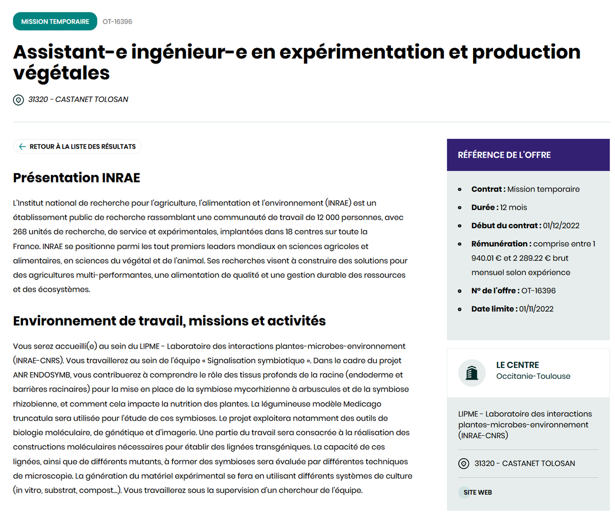 GuilhemReyt's tweet photo. [#Job] L'équipe #LIPME_SMS recrute un-e Assistant-e ingénieur-e en expérimentation et production végétales en CDD, 12 mois, à partir du 01/12/22

☑️Projet ANR qui vise à étudier la mise en place de symbioses racinaires🌱🦠.

☑️Niveau requis: Bac+3

🔗https://t.co/HirK9Vwm1A https://t.co/d0hWPC01mF