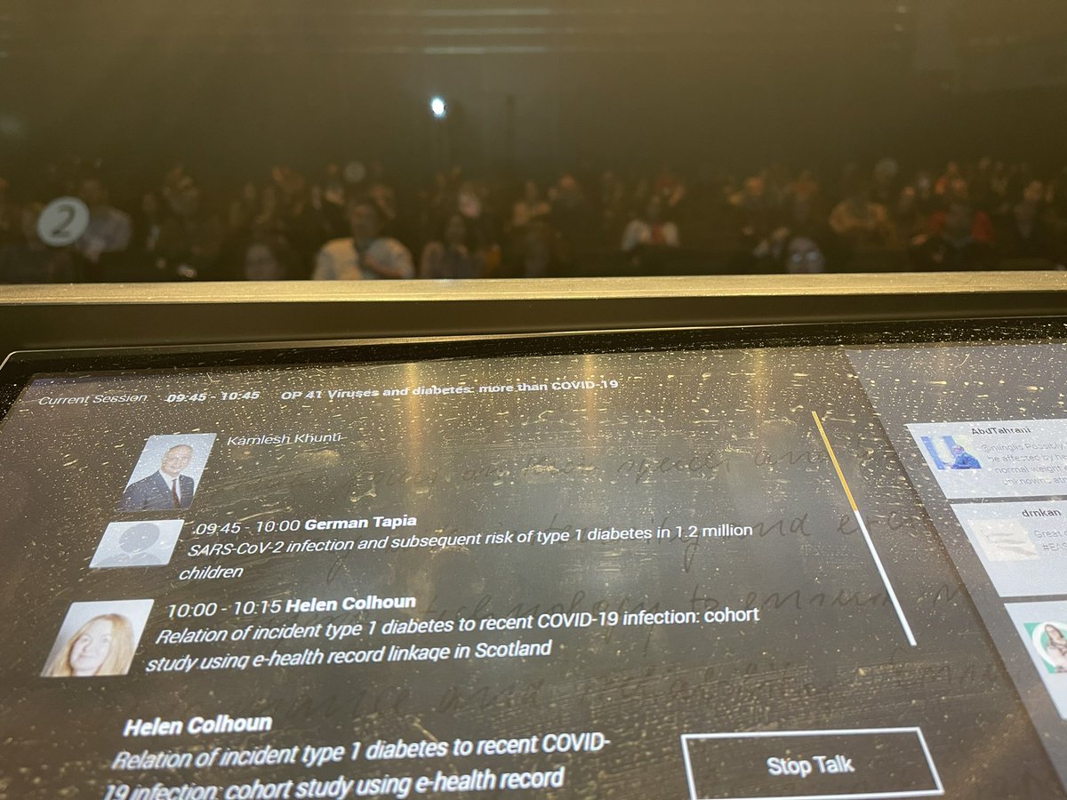 kamleshkhunti's tweet photo. Honoured to have chaired a session on viruses &amp; diabetes #EASD2022 

Summary - 2 studies showing no or weak association of T1 diabetes with #COVID 

Systematic Review- Strong association of enteroviral infection with T1 diabetes https://t.co/4JFqn69IWc