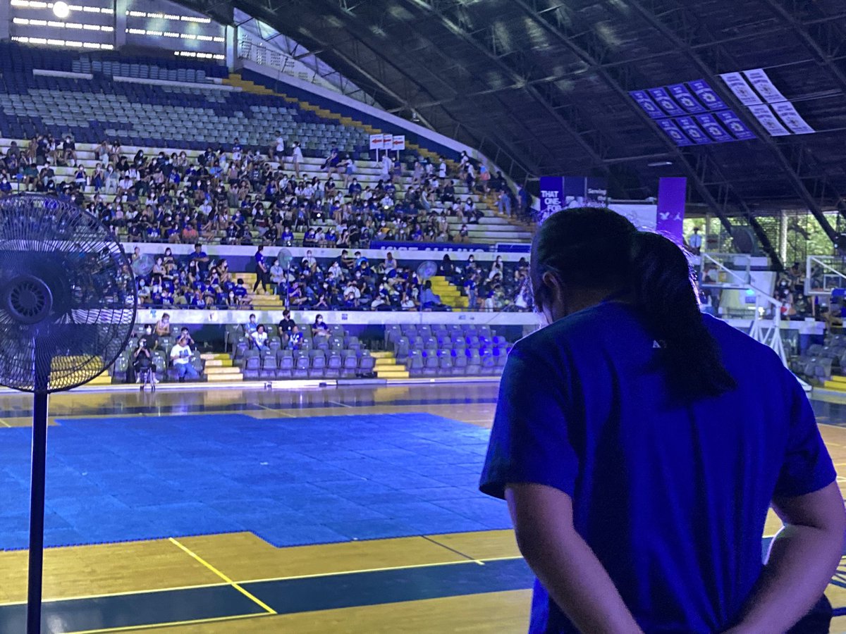 HAPPENING NOW: The Ateneo community holds a cheer rally for their Atenean atheletes and sports teams in the Blue Eagle Gym. #AteneoCheerRally2022 @TheGUIDONSports