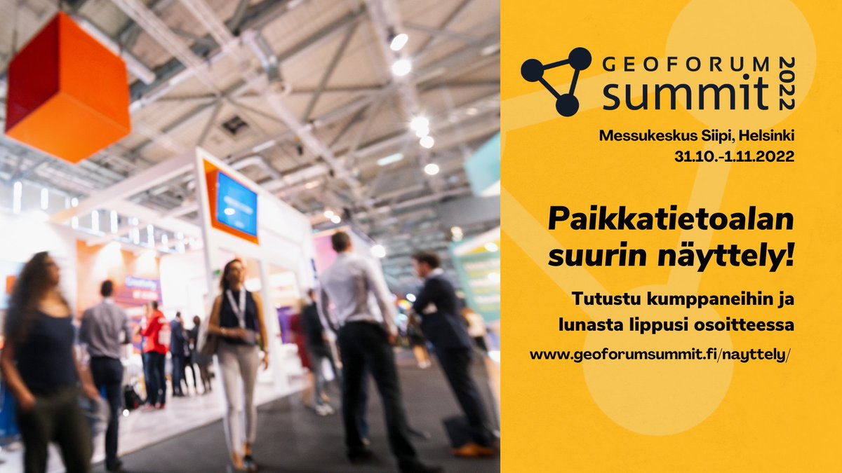 GeoforumSummit's tweet photo. Syksyinen GeoForum Summit tarjoaa paikkatietoalan suurimman näyttelyn Suomessa! Mukana alan kiinnostavimpia toimijoita ja tekijöitä ☀️

Katso lisää https://t.co/g9upN91ztp https://t.co/n166ZWSd0X