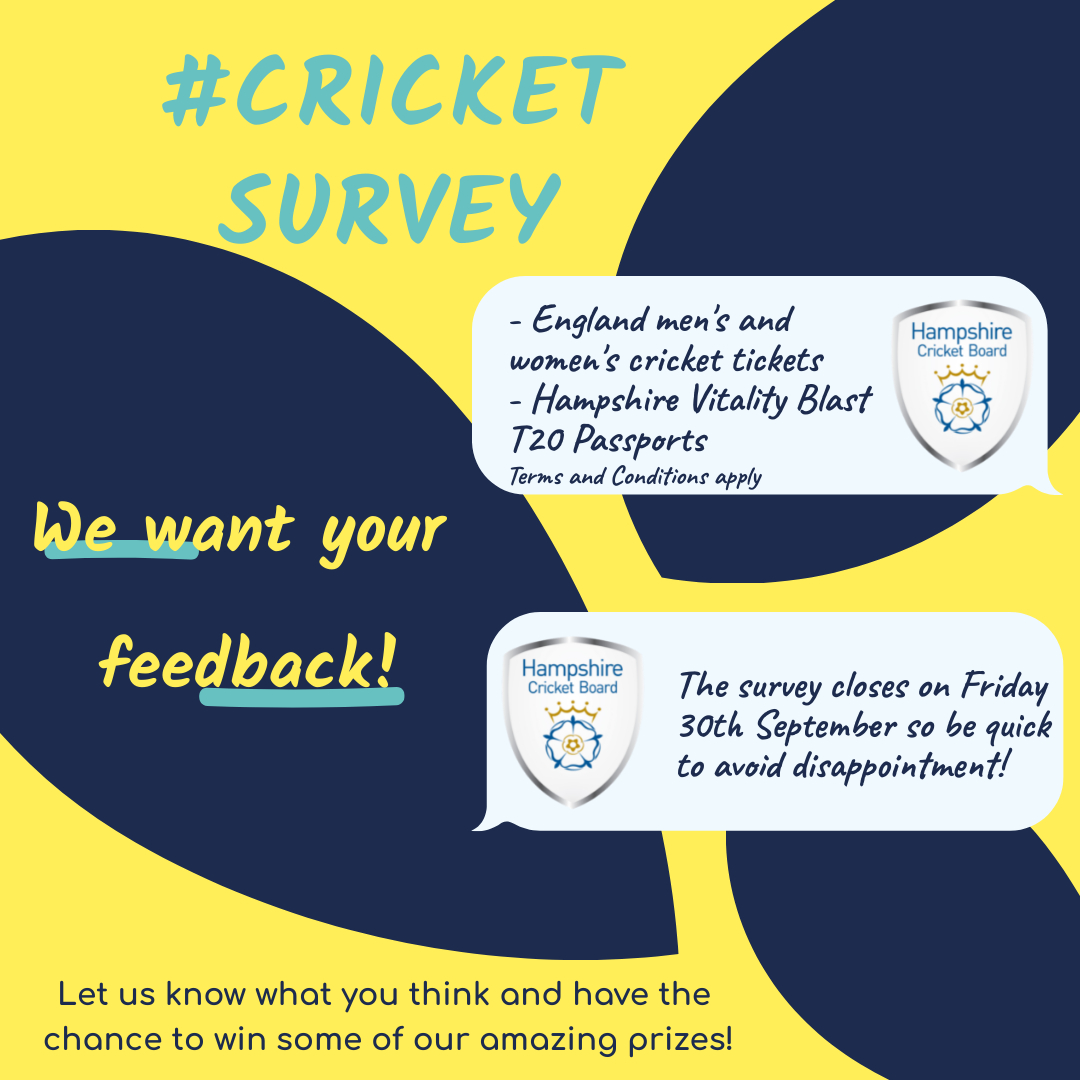 🏏 Hants Cricket Board (@hampshirecb) on Twitter photo ‼ End of Season #cricketsurvey ‼
Tell us what you think about us and the cricket you play/watch👀
docs.google.com/forms/d/e/1FAI…
Plenty of great <a href="/englandcricket/">England Cricket</a> & <a href="/hantscricket/">Hampshire Hawks</a> #T20 prizes up for grabs (T&C's apply)🙌
Results will help us shape the game for 2023 and beyond🏏 ‼ End of Season #cricketsurvey ‼
Tell us what you think about us and the cricket you play/watch👀
docs.google.com/forms/d/e/1FAI…
Plenty of great <a href="/englandcricket/">England Cricket</a> & <a href="/hantscricket/">Hampshire Hawks</a> #T20 prizes up for grabs (T&C's apply)🙌
Results will help us shape the game for 2023 and beyond🏏